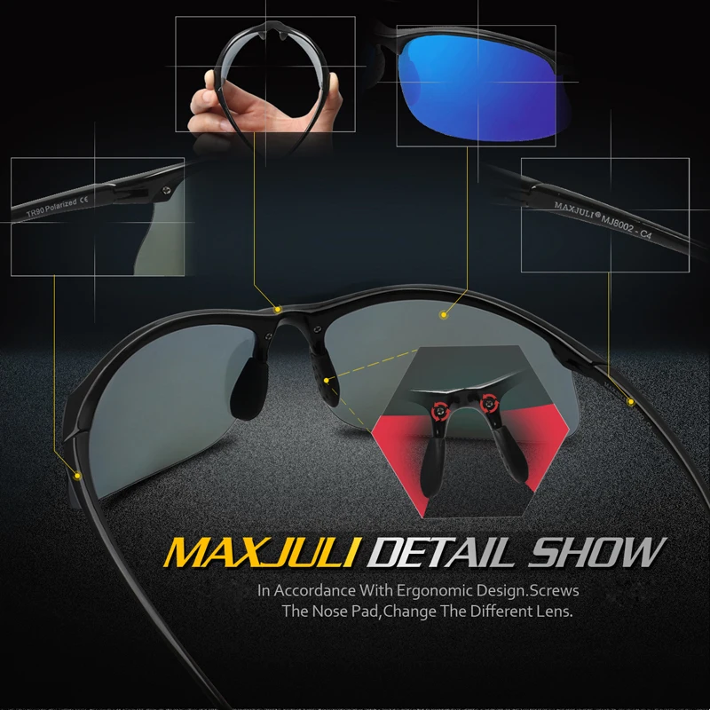 Polarized Sports Sunglasses Tr90 Frame For Men Women