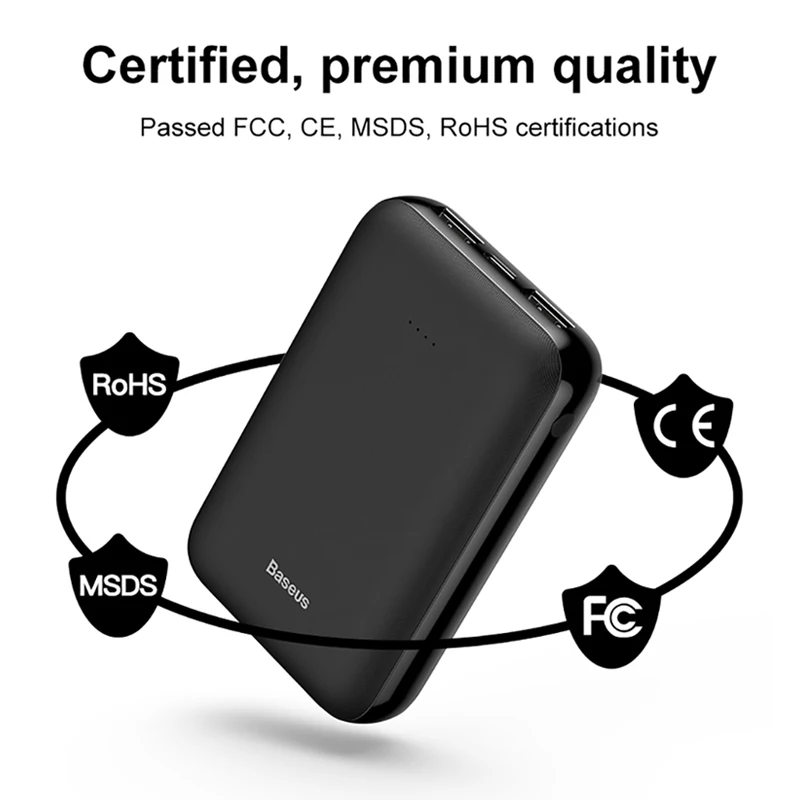  Baseus 10000 mAh Mini Power Bank Kleine Tragbare Ladegerät 10000 mAh Power Für iPhone Xiaomi Samsun