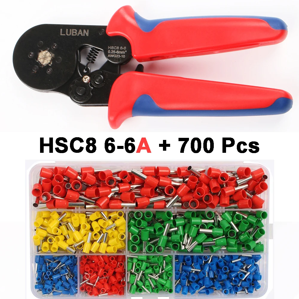 crimpagem terminais, HSC8 6-4, Alicador manual, 0,25-6mm, Hsc8 23-10AWG