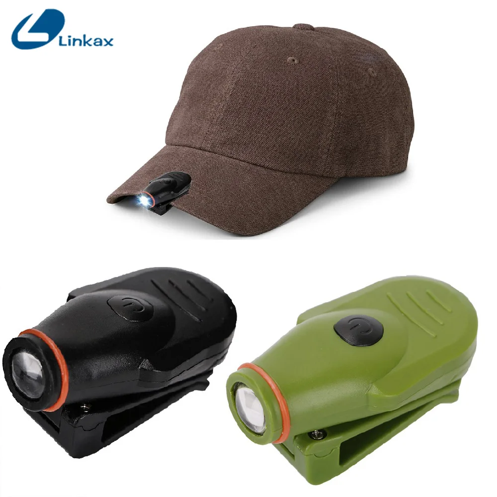 Mini Black Cap light Hat Clip On Lamp CR2032 button batteries Out door