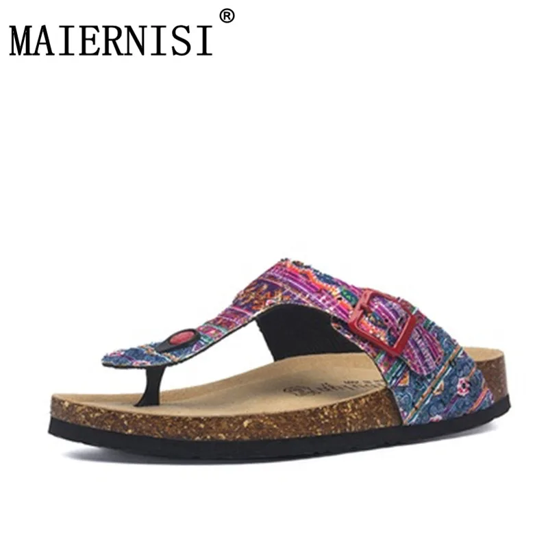 

Big Size 35-45 Unisex Brand Couples Cork Flip flops Summer Clip Toe Platform Beach Slippers Buckle Belt Casual Women slippers