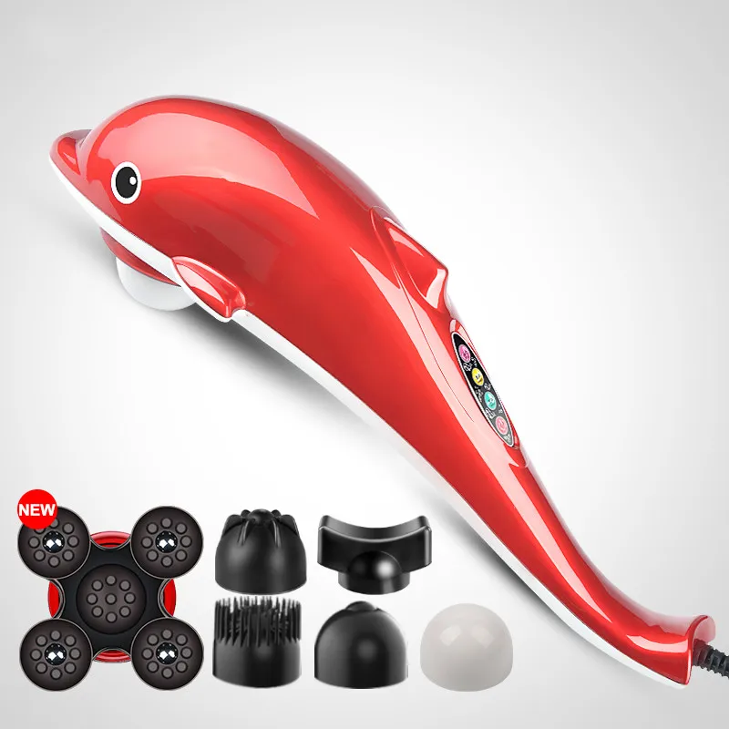 

6In1 Electric Dolphin Handheld Massager Vibration Infrared Neck Back Feet Massage Hammer Roller Relax Health Massage Stick