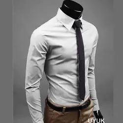 Новый Мода 2019 г. Повседневное Бизнес Slim fit дешевые camisa Твердые Британский для мужчин рубашка мужская с длинным рукавом платье рубашка