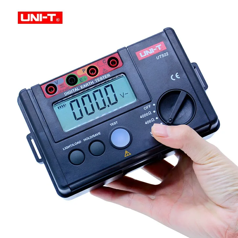 

UNI-T UT522 Digital Earth Ground Meter 0-400V 0-4000 ohm AC Insulation Resistance Tester with Data hold & lcd backlight display