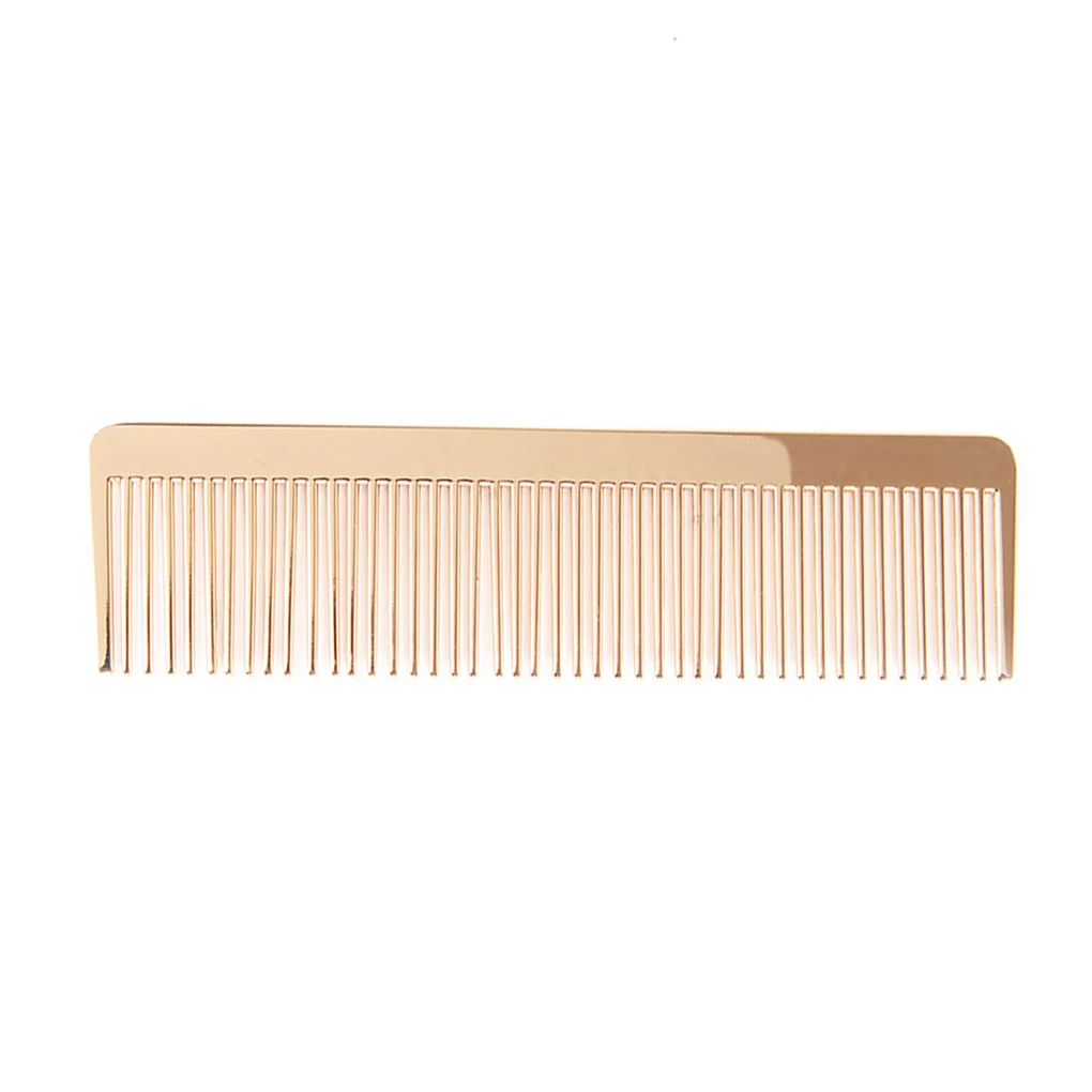 Metal Fine Toothed Alloy Comb Golden Men Women Hairdressing Pocket Hairbrush