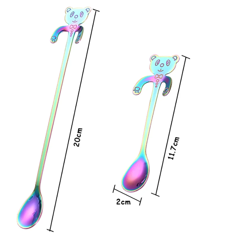 Креативная красочная кофейная ложка 304 нержавеющая сталь мультфильм Мороженое десерт Совок панда лед ложки для размешивания столовые