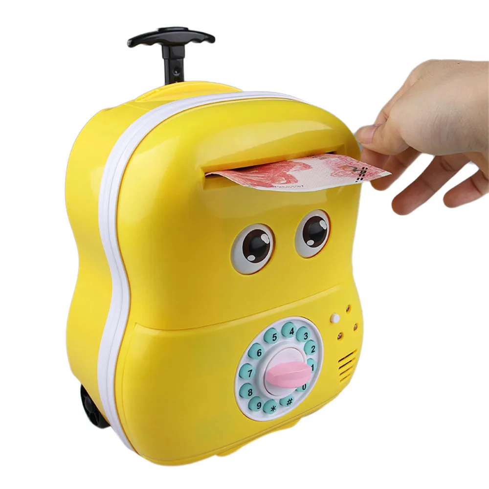 Carino Meng bambino Rotolo Automatico Musica Trolley Casella della Password Salvadanaio Bambino