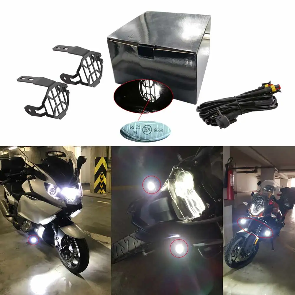 

Motorcycle LED Fog Light Safety Driving Lamp with Bike Auxiliary Fog Accessories Guards & Wiring Harness for BMW R1200GS