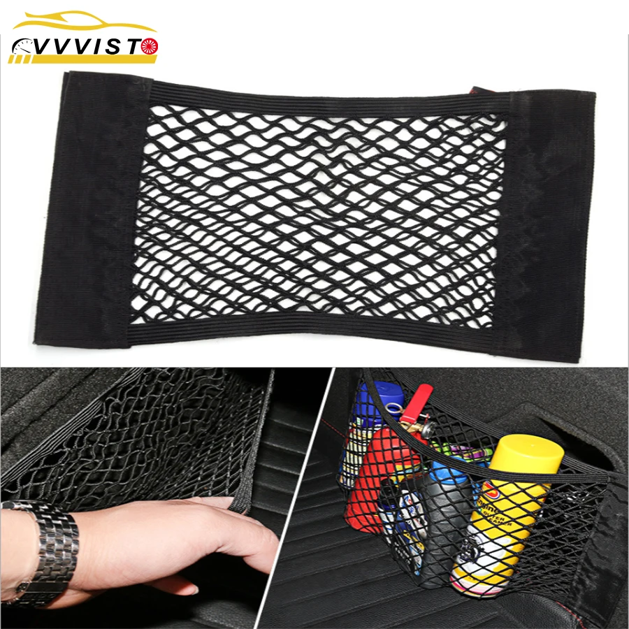 

2019 Car Trunk Nets Storage Bag Mesh Net Bag Car Styling New Car Back Rear Trunk Seat Elastic String Net Mesh Storage Pocket