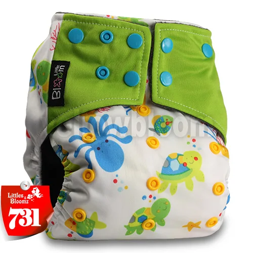 [Littles&Bloomz] Детские моющиеся многоразовые тканевые подгузники, бамбуковый уголь, один размер, подгузники, обертывающиеся вставки - Цвет: 731