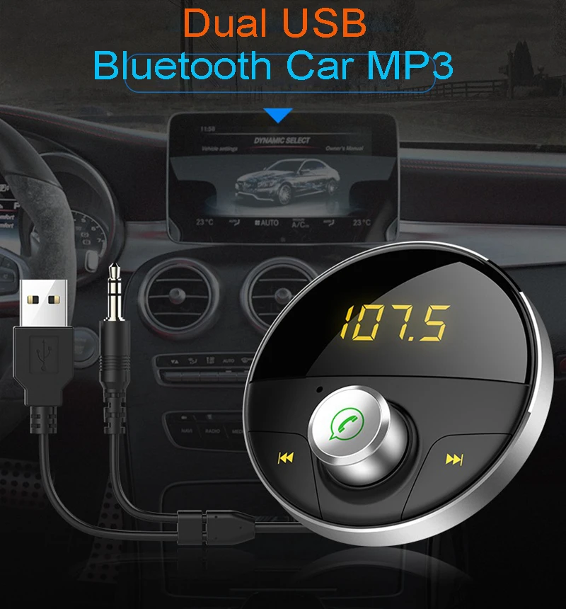 JINSERTA Bluetooth FM модулятор Автомобильный mp3 плеер Громкая связь Аудио AUX Выход SD TF карта беспроводной fm-передатчик двойной USB