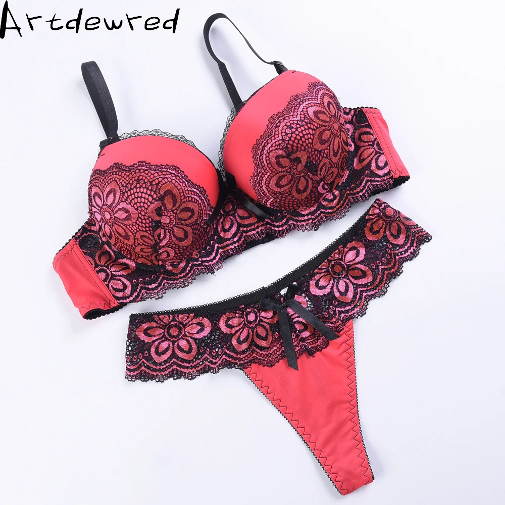 Artdewred Кружево комплект с бюстгальтером для женщин Большие размеры Push Up Нижнее