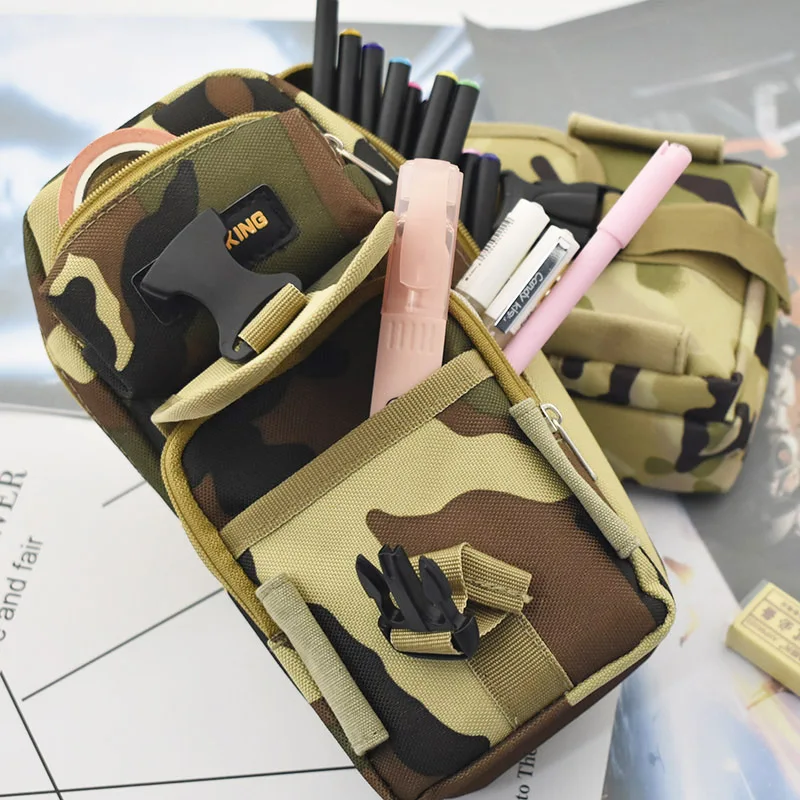 

Student Creative Camouflage Multilayer Pencil Case Large Oxford Canvas Pencil Box For Boy Kids Stationery Gift