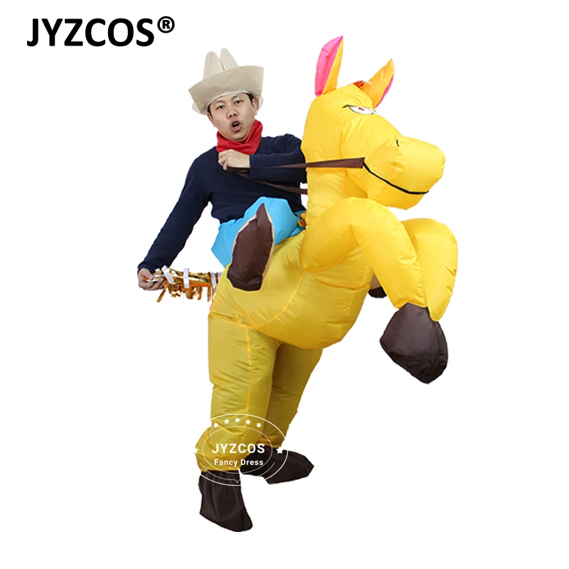 Buy White Gold Coffee Black Horse Inflatable Costume