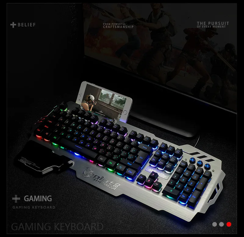 Игровая клавиатура RGB клавиатура с подсветкой удобная ручная поддержка Механическая Ручка игровая клавиатура водонепроницаемая 104 клавиша мультимедиа геймер