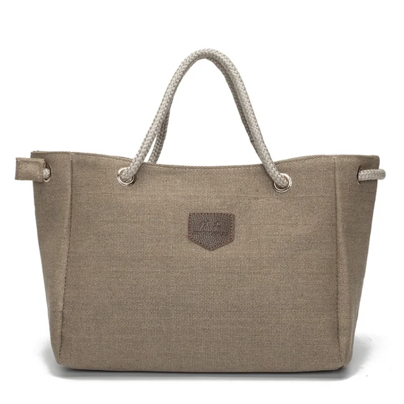 Women Casual Canvas Hemp Rope Handbag Messenger Shoulder Bags Large