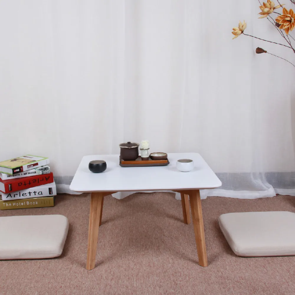 Natural bamboo and wind floating window tatami square table Japanese multi-function coffee table LM1221954