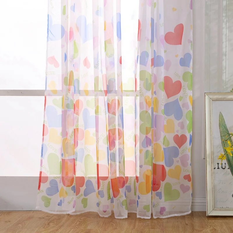 

Romantic Heart Pattern Vines Leaves Door Window Curtains Drape Panel Sheer Scarf Valances Fast Shipping