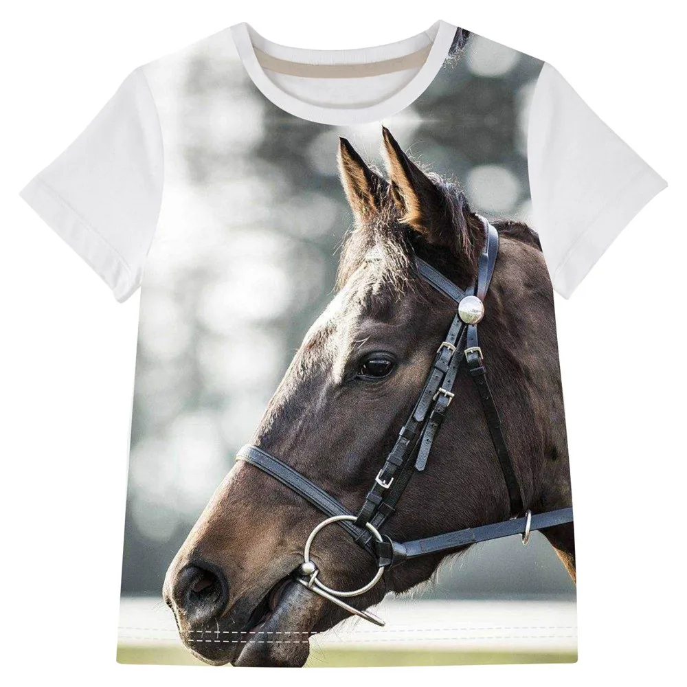 

Boys T Shirts Clothing Children New Summer Boys Clothes Fashion printing horse kids T shirts 2-14y