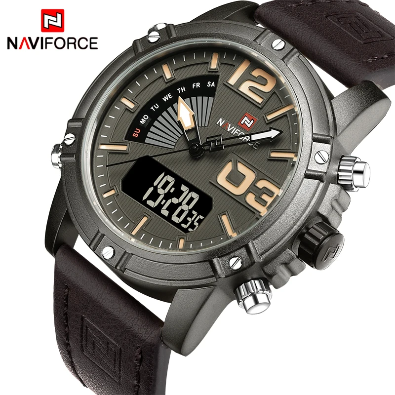 Prix pour 2017 Nouveau Luxe Marque NAVIFORCE Hommes En Cuir Militaire Montres Hommes de Quartz Analogique Led Numérique Sport Montre-Bracelet relogio masculino Prix pour 2017 Nouveau Luxe Marque NAVIFORCE Hommes En Cuir Militaire Montres Hommes de Quartz Analogique Led Numérique Sport Montre-Bracelet relogio masculino