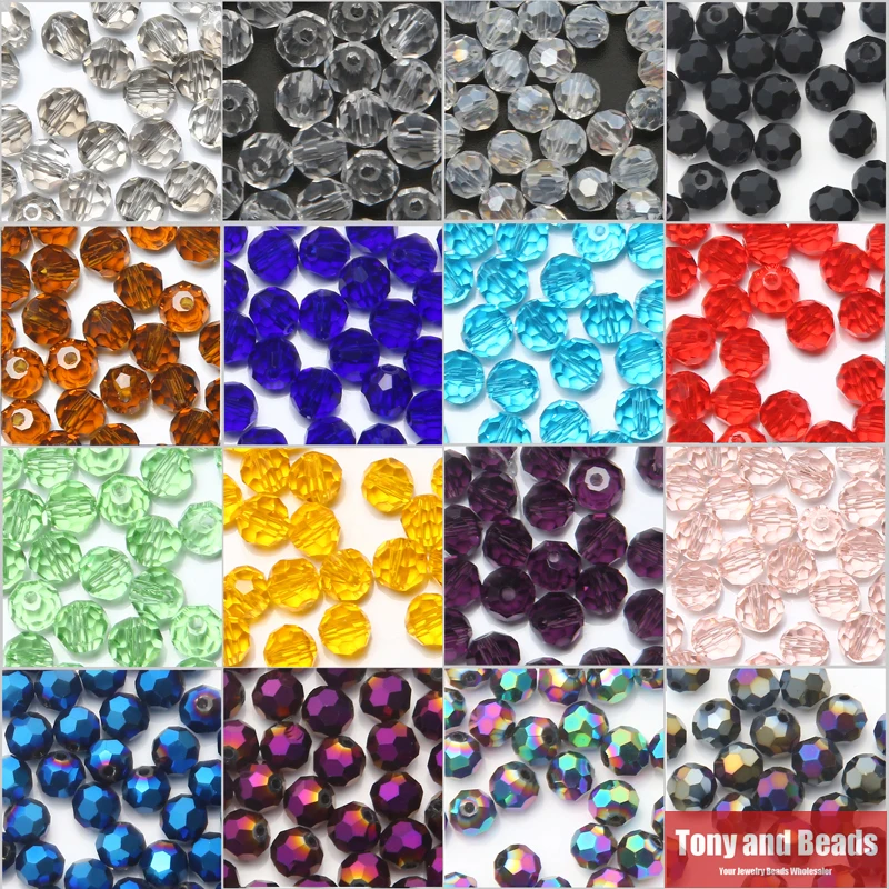 

100Pcs/Lot 4mm Ball Faceted Glass Crystal Spacer Beads For Jewelry Making 17Colors In Total Free Shipping