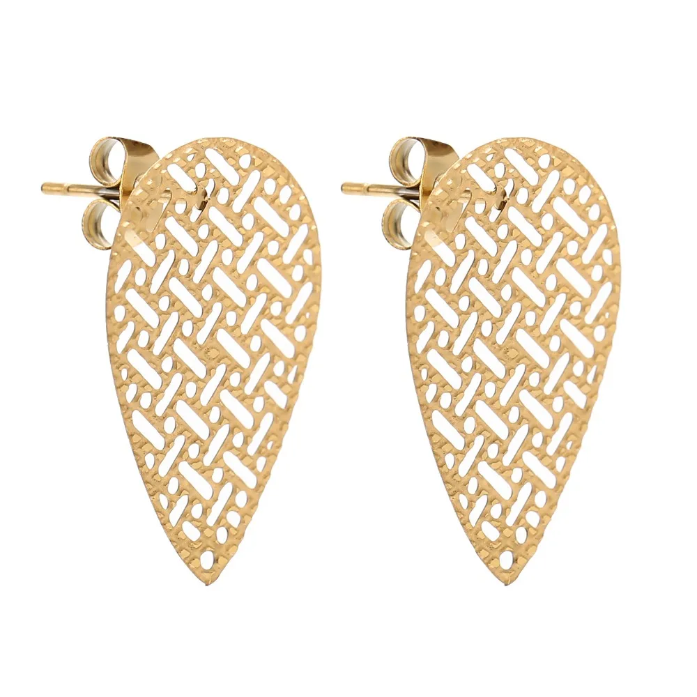 

10PCS/lot gold tone Earring Studs Earring Posts waterdrop hollow Stud Earrings with Loop for DIY Making Findings