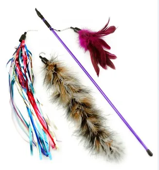 

Free shipping new style cat playing toys cat fishing pole three toys for changing 20pcs/lot