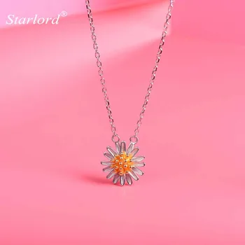 

Sterling Silver Daisy Flower Necklace For Women/Girls Love Gift Minimallist Delicate Tiny Daisy Charm Necklace Collar P6018B