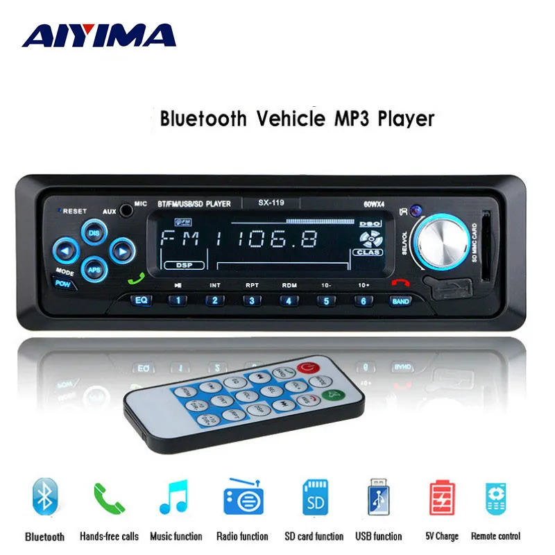 AIYIMA мини Mp3 плеер Bluetooth 12 В fm радио музыкальный Поддержка USB/SD MMC порт Автомобильная