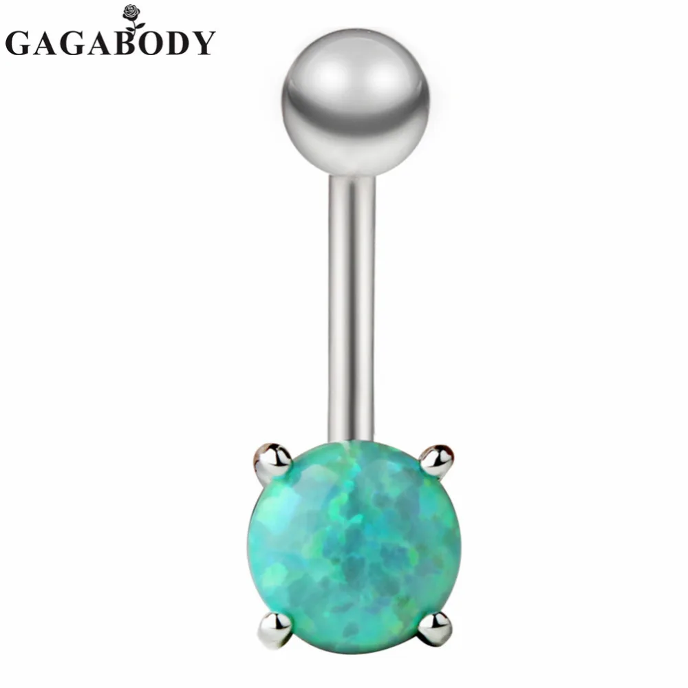2017 New Arrived 316L Surgical Steel 14G Opal Stone Round Belly Button Ring Female Body Jewelry