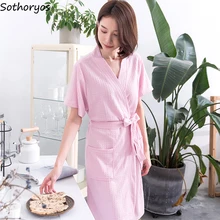 Robes Women Short Sleeve Summer New Home Soft Simple Daily Korean Style Womens Clothing High Quality Fashion Loose Leisure Chic