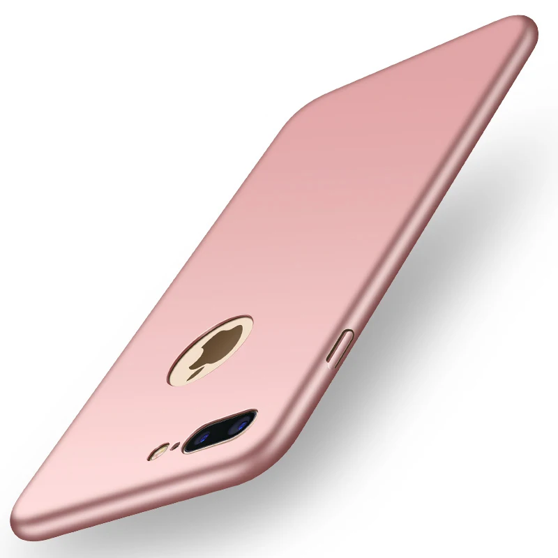 Полное покрытие Премиум супер тонкий защитный чехол Fundas для iPhone 5S 6S 6 7 8 Plus SE 5 S X Жесткий ПК шелковистый сенсорный тонкий чехол для телефона - Цвет: Rosegold