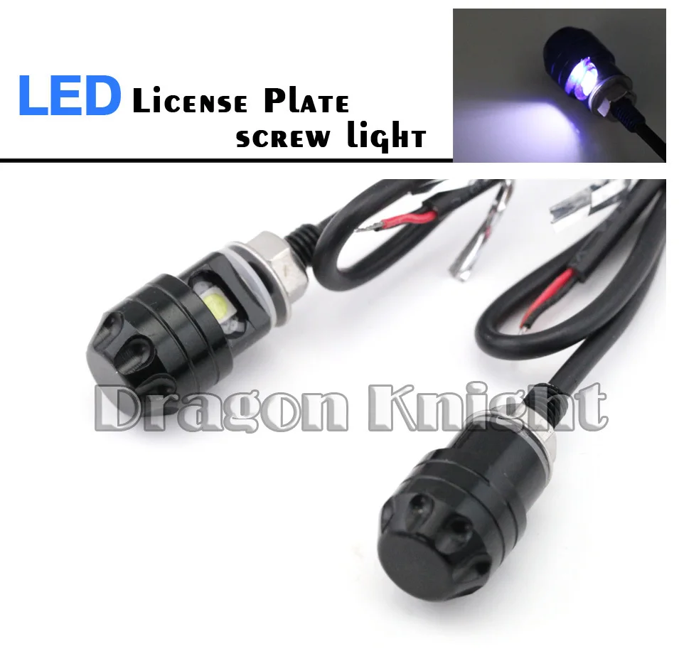 

New Design CNC Motorcycle Accessories Universal 12V LED License Plate Screw Bolt Light Lamp Black