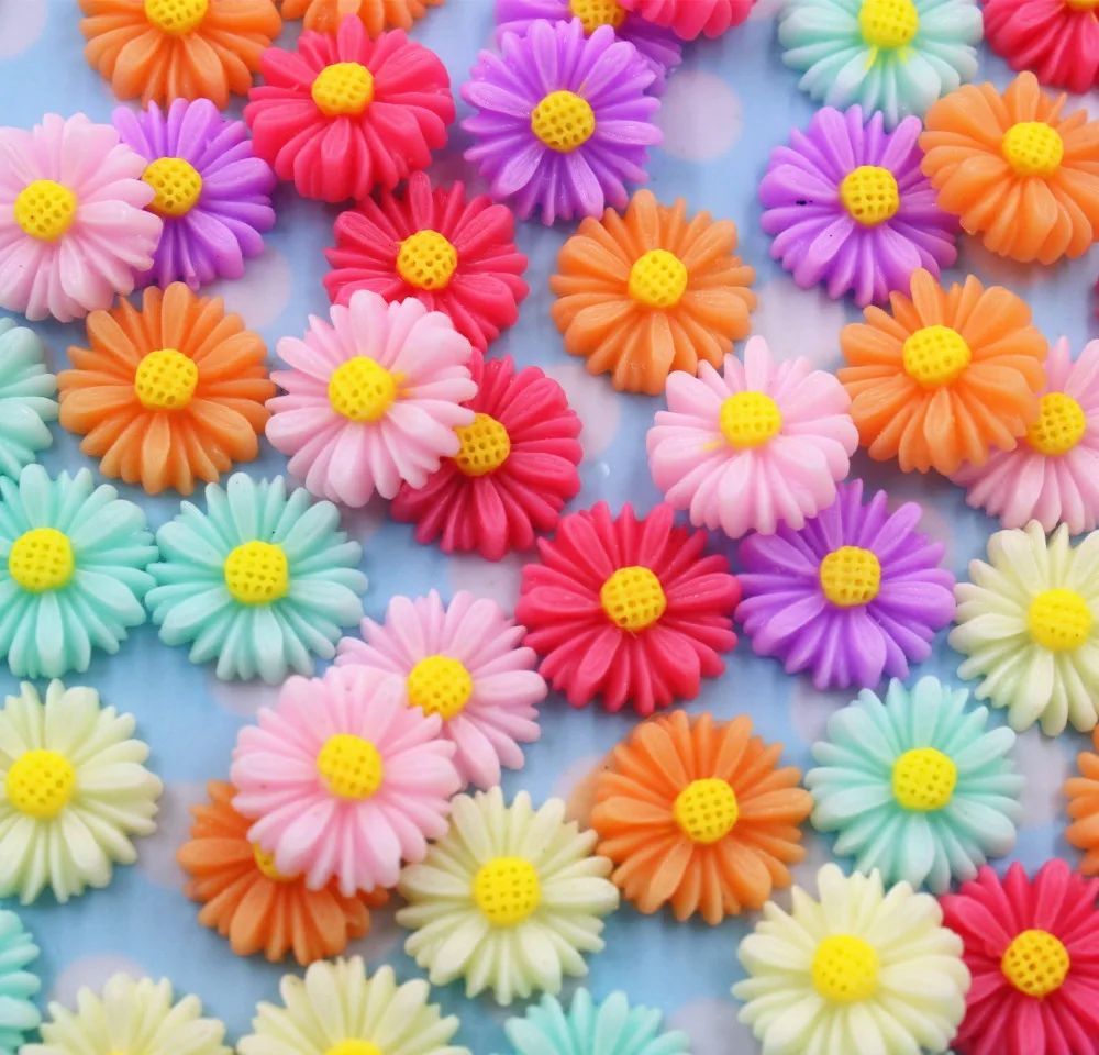 

50pcs/lot flat back resin flowers DIY resin cabochons accessories about13mm