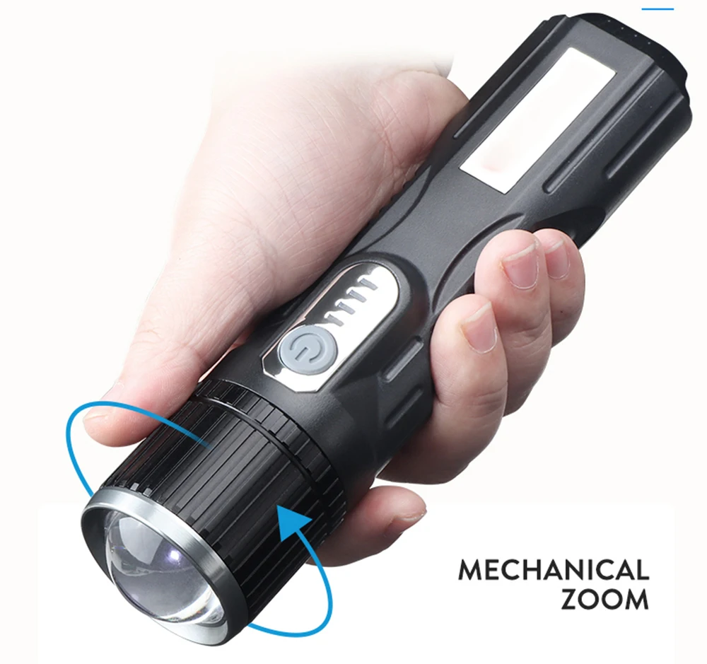 USB Rechargeable LED Flashlight Waterproof Torch USB Interface To Charge The Phone Zoomable 5 Lighting Modes Super Bright