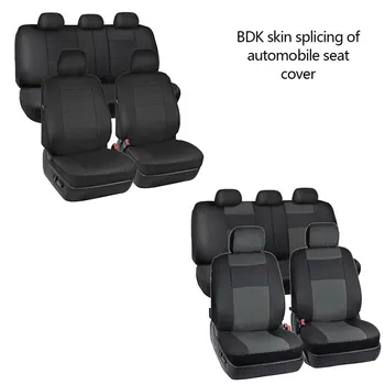 

4pcs/set Synthetic Pu Leather Fit For Low Bucket Seats With Separate Headrests Seat Covers For Car Suv Auto Steering Wheel Cover