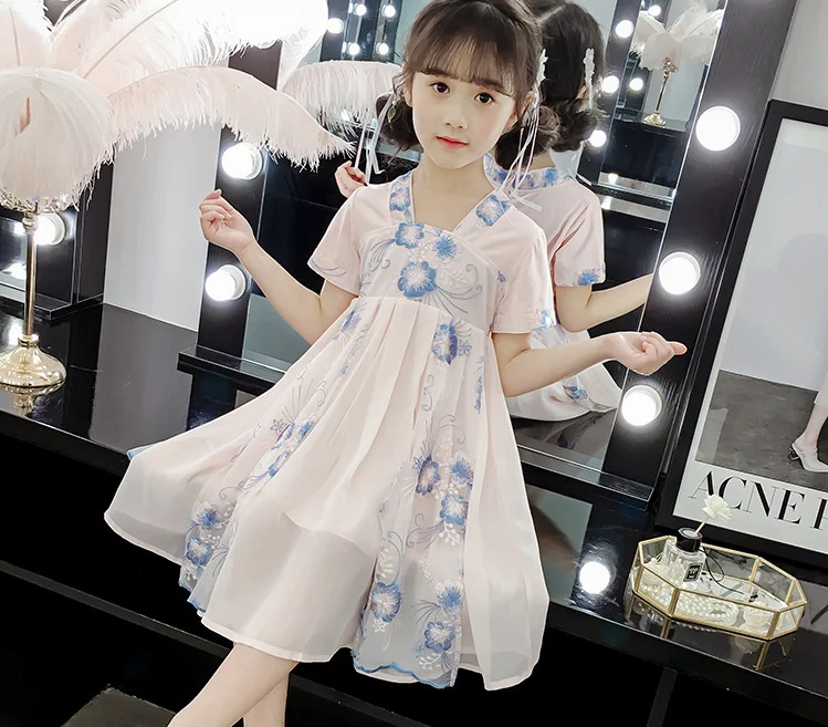 Костюм для малышей; детская одежда для костюмированной вечеринки; танцевальные костюмы для девочек; костюм ханьфу; голубое платье