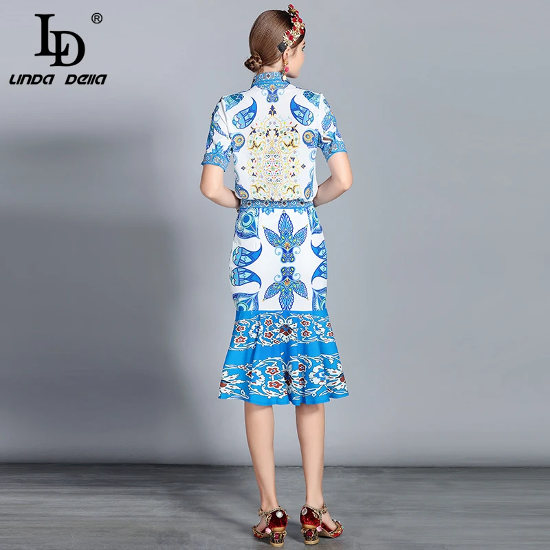 D'été Jupe Ensemble Costume Deux Della Sexy Piste Casual Floral Imprimé Blouses Col Femmes Linda Multi Pièces Mode Arc De Ld qxzUEwYA