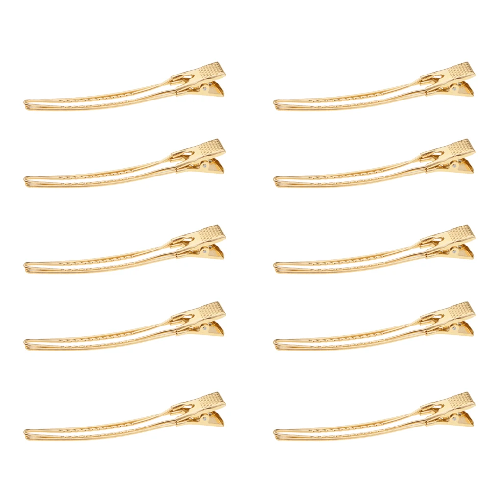 Lot 20pcs Section Hairdressing Tools Hair Salon Pin Curl Clips Clamps Aluminum- Silver/Gold