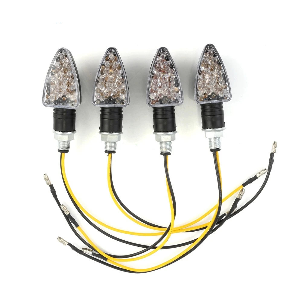 

4pcs Amber Light Universal 12 10 LED Motorcycle Turn Signal Indicators Lights lamp Clear 10mm D5