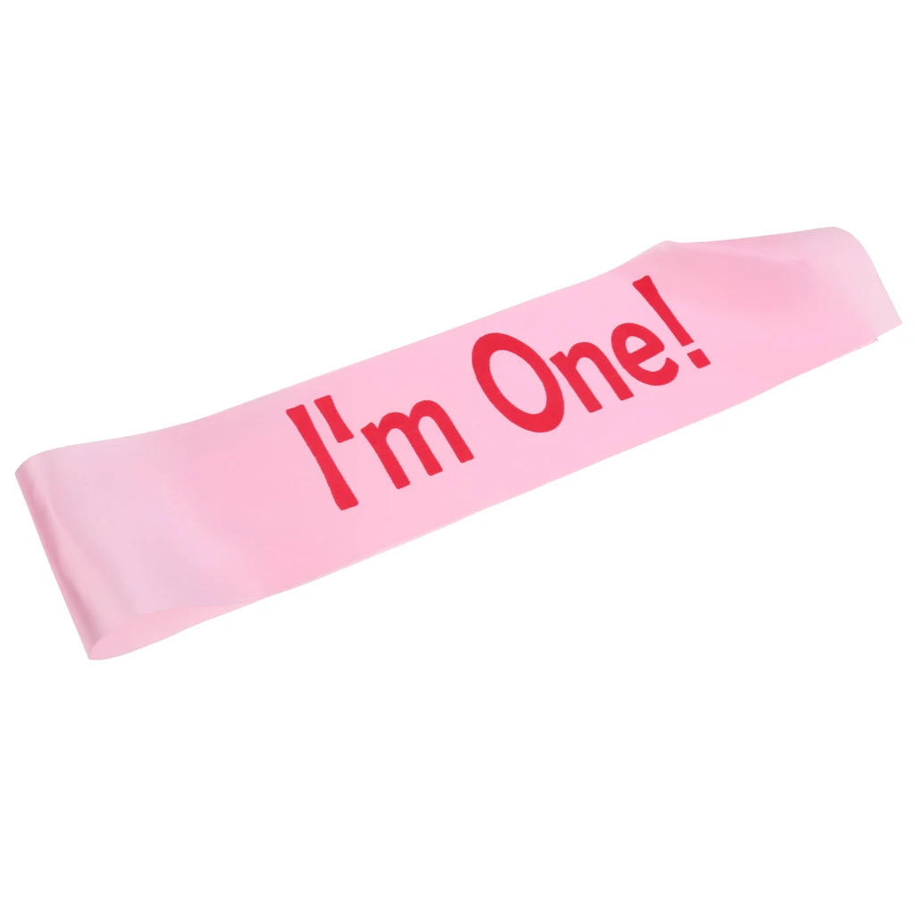 Cute I am One Satin Sash Baby Boy Girl First Birthday Decoration for Baby Shower Wedding Party Decoration Supply Gift Present