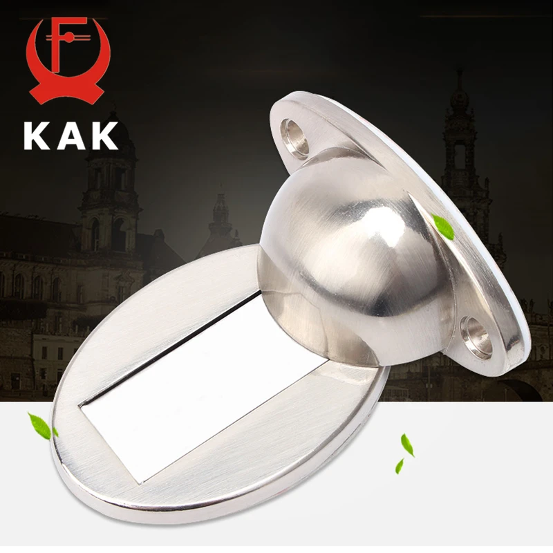 KAK Thicknessed Zinc Alloy Magnetic Door Stopper Sticker Hidden Door Holders Catch Floor Nail-free Doorstop Hardware