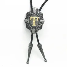 Ковбойский галстук Пуаро иностранное имя буквы T сплав роскошное кожаное ожерелье галстук-бабочка