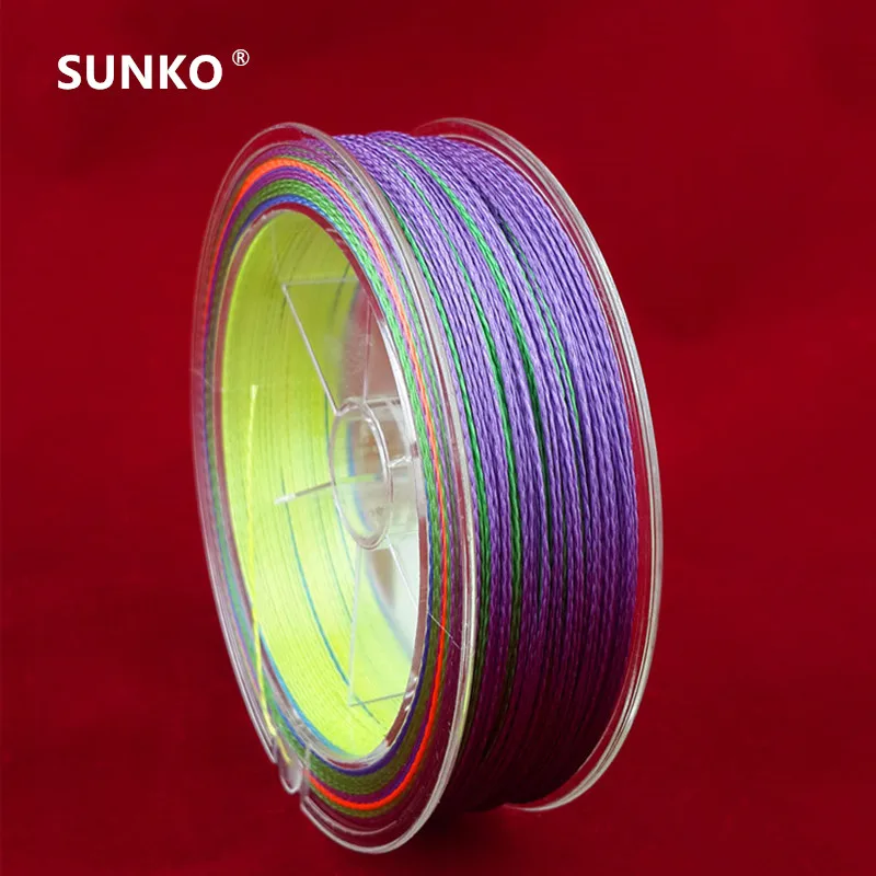 100 متر sunko ماركة 8 10 16 22 30 40 50 60 70 اليابانية الملونة المتعددة الشعيرات pe مضفر الصيد 80lb سوبر قوية خط