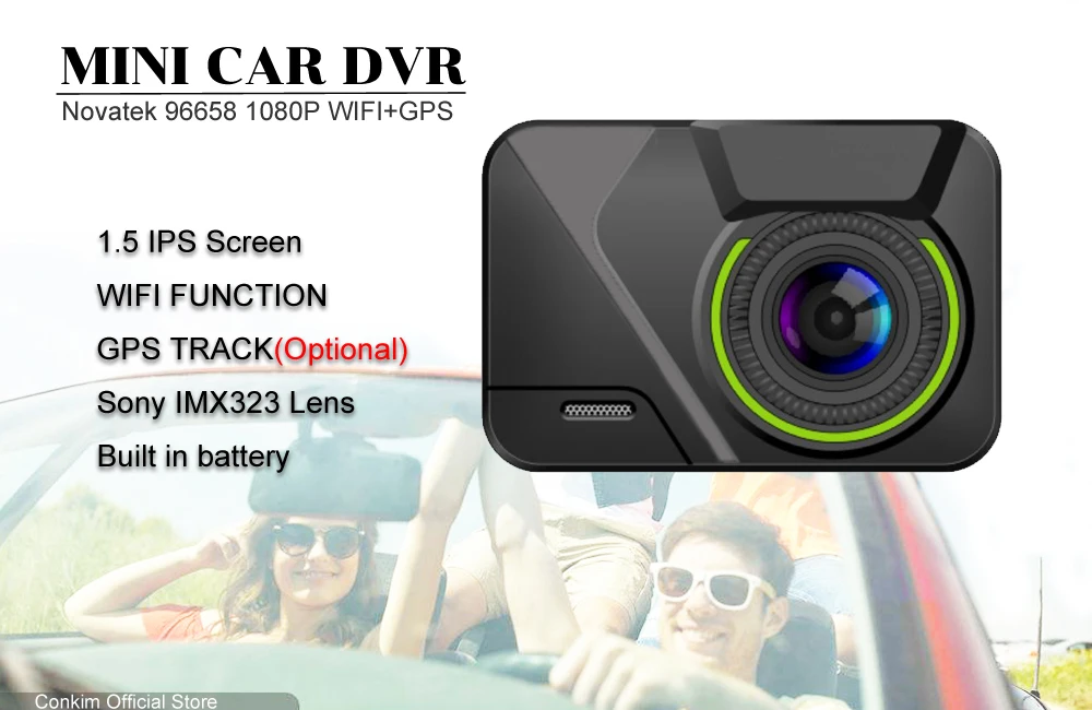 Conkim новая Автомобильная камера wifi gps Novatek 96658 IMX323 CMOS 1080P Full HD Автомобильный видеорегистратор gps регистратор Авто рекордер 145 градусов широкий угол