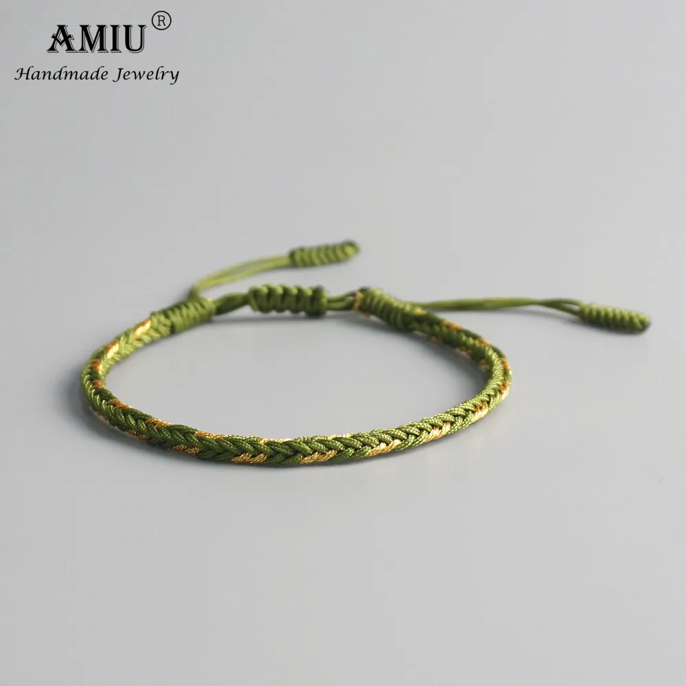 AMIU многоцветные Тибетские буддийские браслеты и браслеты для женщин и мужчин ручной работы узлы веревка Макраме Веревка Браслет на удачу
