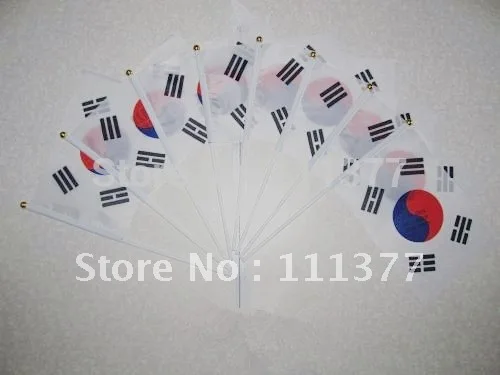 Маленькие Национальные флаги южнокорейские флаги с шестом 14*21 см, используемые в офисе, настольный, фестиваль, Национальный день