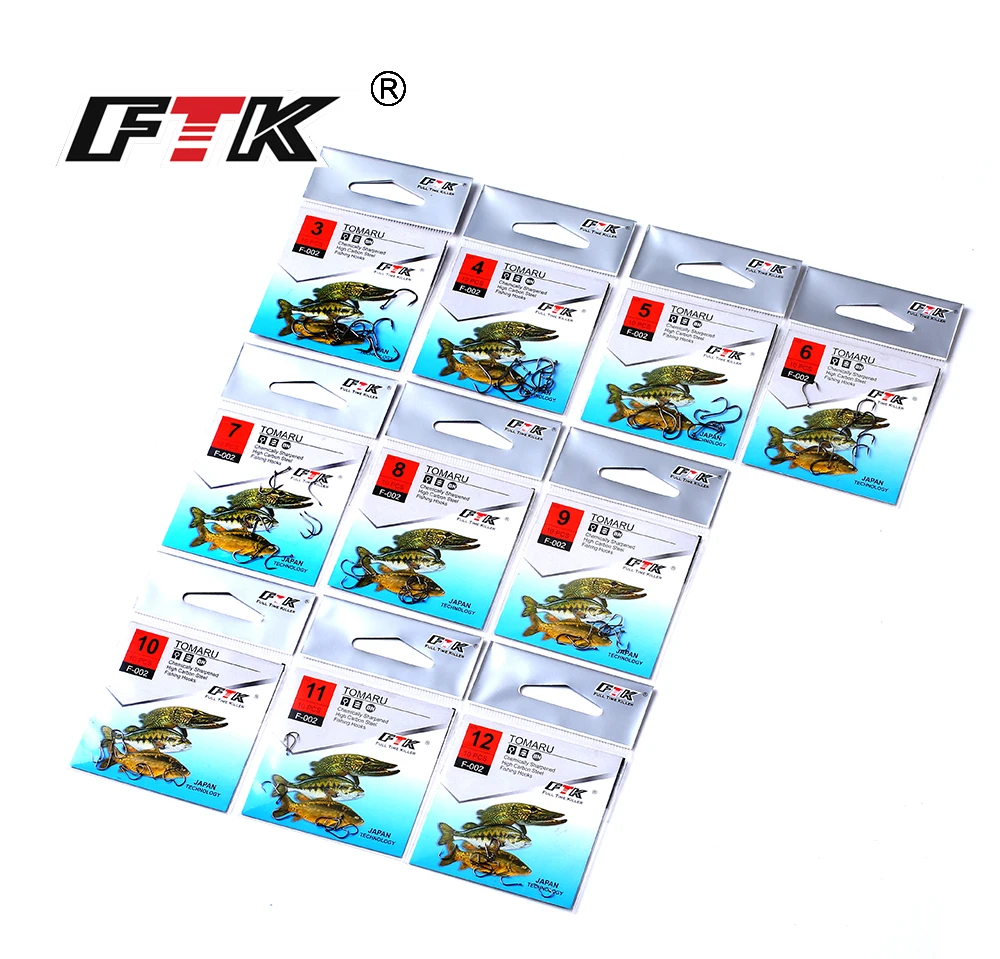 

FTK 10Pcs/lot High Carbon Steel Carp Fishing Hook Barbless Saltwater Fresh Water Fishing Hooks Size 3#-12# Japanese technology