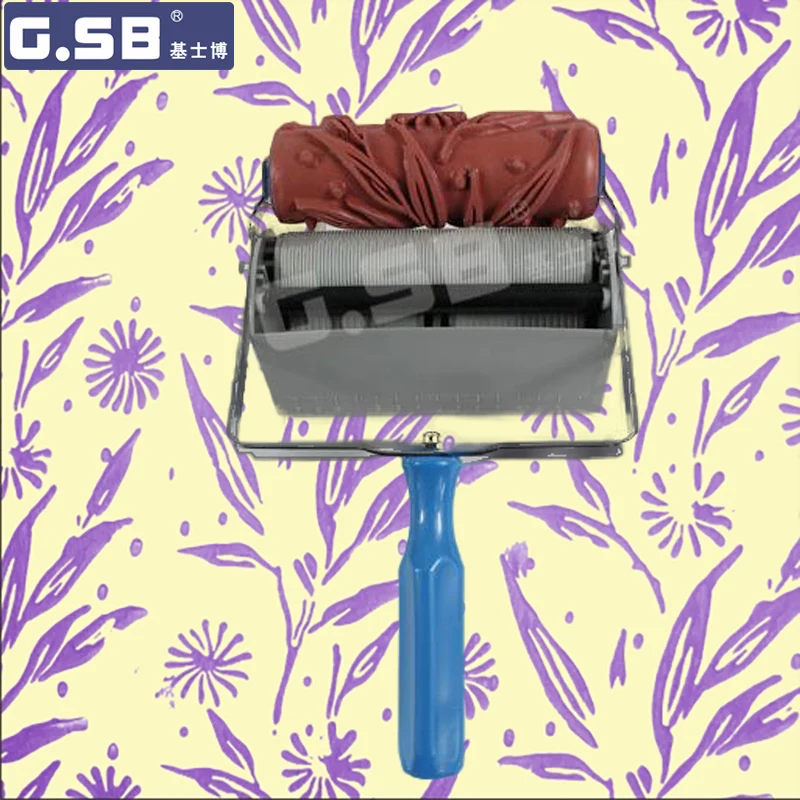 

[Flower Leaf pattern] DIY 6"inch soft rubber roller pattern 150mm wood grain wall paint roller tools GR-23