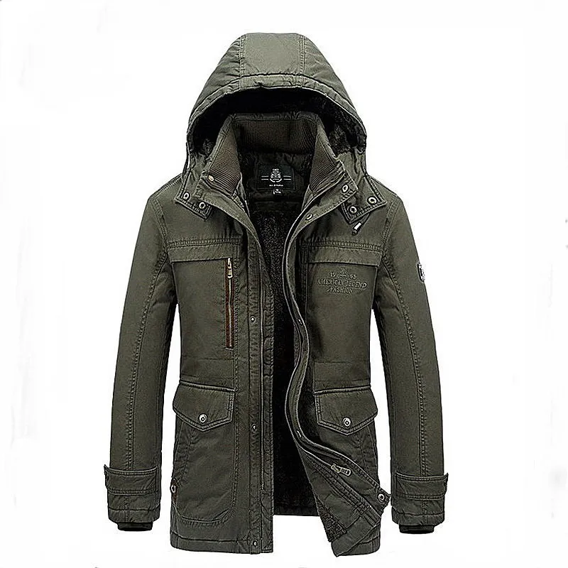 

100% Cotton Men Jacket Plus Size M-5XL Velvet Parka Men Winter Jacket Warm Fleece Thicken Military Mens Jackets Coats